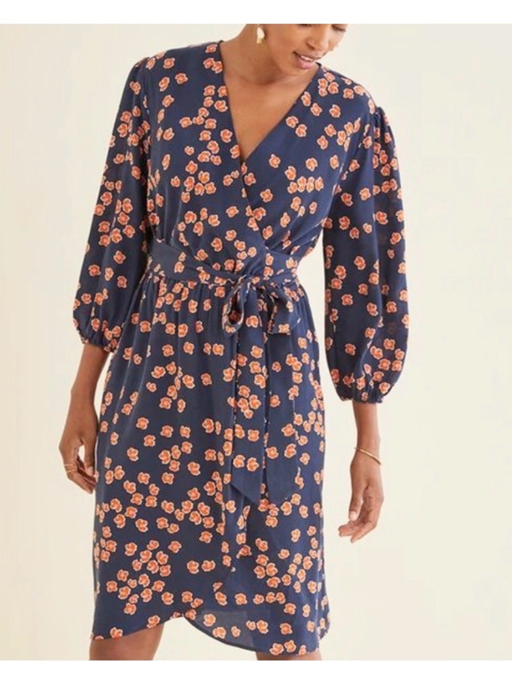 Amour Vert Silk Floral Wrap Midi Dress size S
